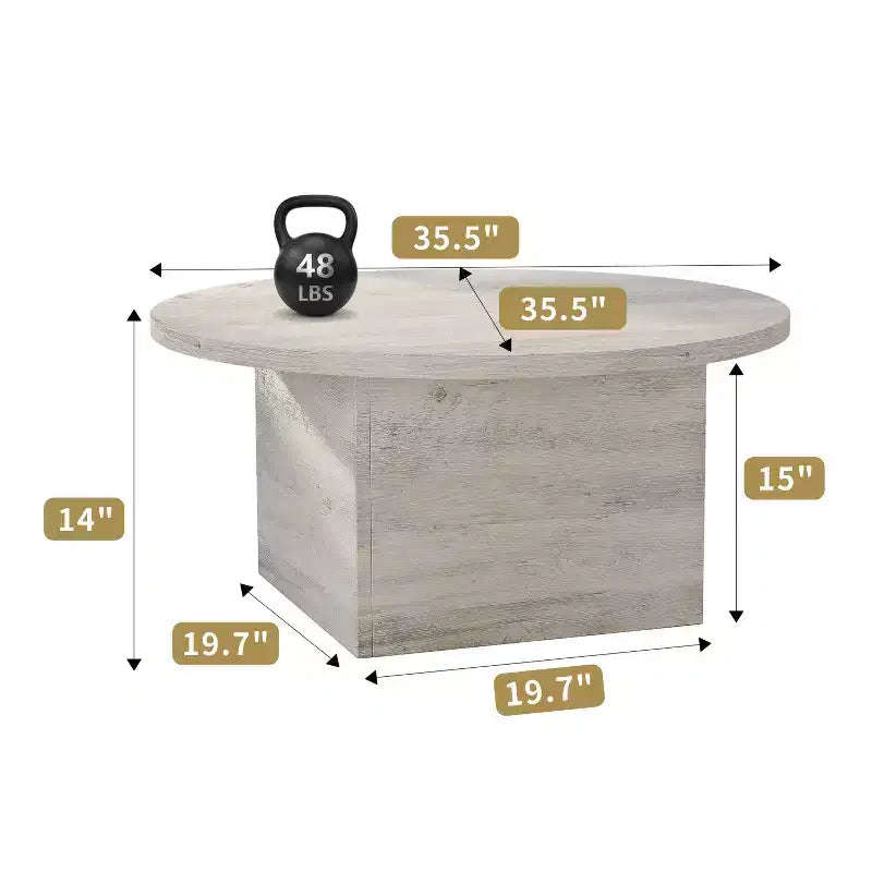 MUUEGM Table basse de ferme, table en bois rustique de 35,5 avec cadre robuste et plateau étanche pour salon
