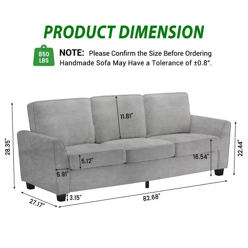 Canapé GustoWave 82 pour salon, canapé moderne confortable avec coussin d'assise de fermeté moyenne, housse amovible, canapés en tissu chenille