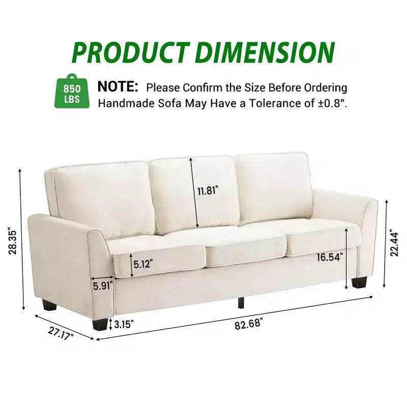 Canapé GustoWave 82 pour salon, canapé moderne confortable avec coussin d'assise de fermeté moyenne, housse amovible, canapés en tissu chenille