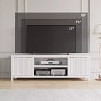 Meuble TV Acekool 70 moderne cannelé pour téléviseurs jusqu'à 80 pouces, console multimédia avec armoires de rangement, étagères réglables, centre de divertissement