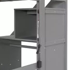 Lit mezzanine double/grand format avec bureau, bande lumineuse LED et deux commodes - ModernLuxe