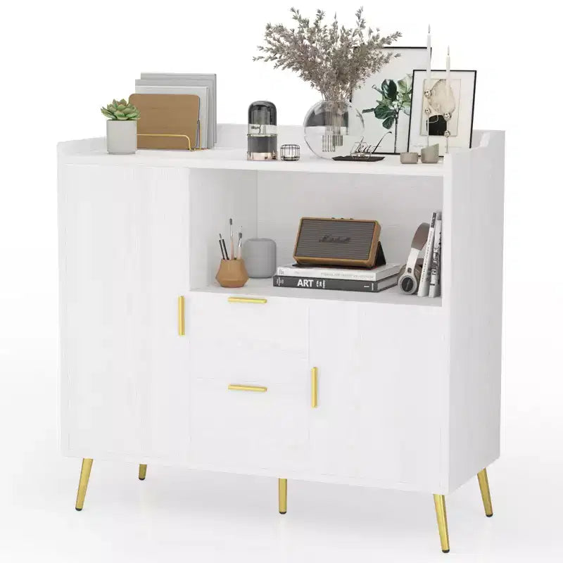 Meuble buffet, Buffet de rangement moderne, Meuble d'appoint avec tiroirs et portes, Console avec portes et étagères