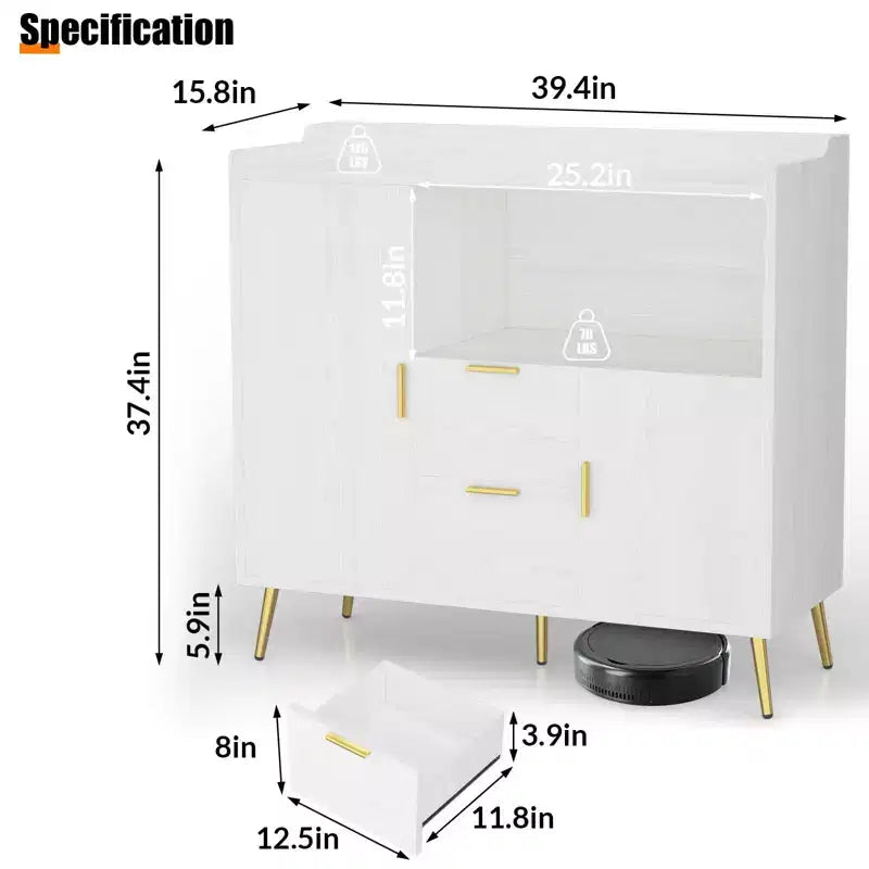Meuble buffet, Buffet de rangement moderne, Meuble d'appoint avec tiroirs et portes, Console avec portes et étagères
