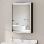 Armoire de toilette Belle avec miroir biseauté, encastrable ou murale, étagères réglables en verre trempé