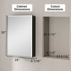 Armoire de toilette Belle avec miroir biseauté, encastrable ou murale, étagères réglables en verre trempé