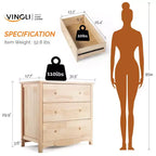 Commode à 3 tiroirs en MDF (panneau de fibres de densité moyenne) naturel Karl Home de 80 cm de large
