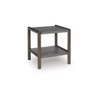 Signature Design by Ashley Kallenny End Table - Dark Brown Oak Finish with Faux Cement Top, Open Display Shelf