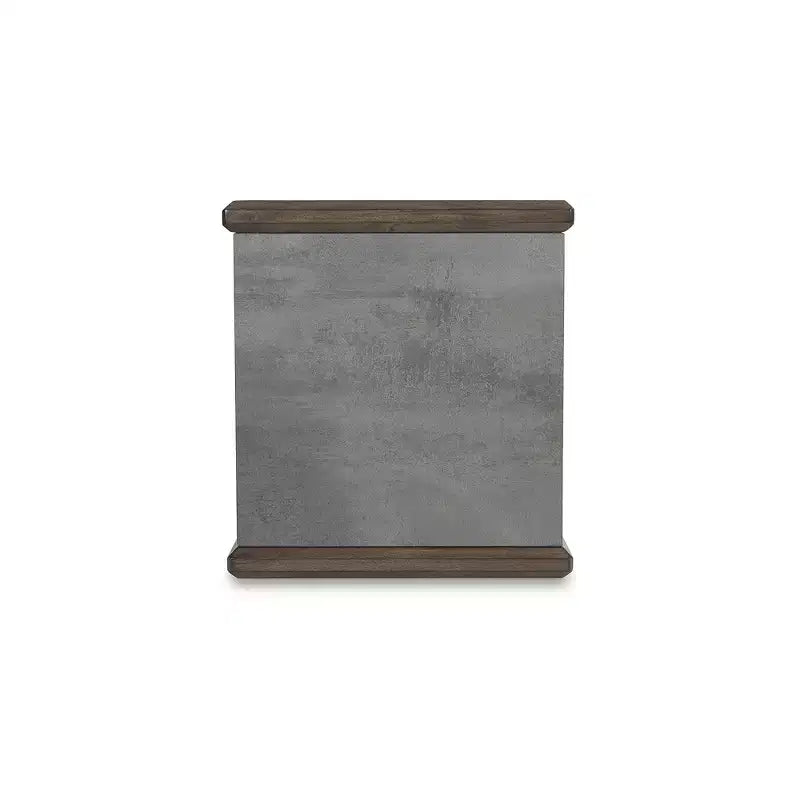 Table d'appoint Kallenny de Signature Design by Ashley – Fini chêne foncé avec plateau imitation ciment, étagère de présentation ouverte
