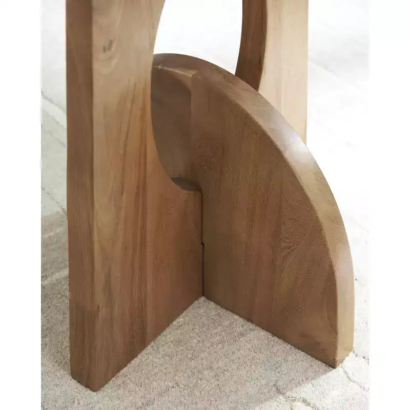 Signature Design by Ashley Hollbourne – Table d'appoint ronde en bois massif, Marron clair