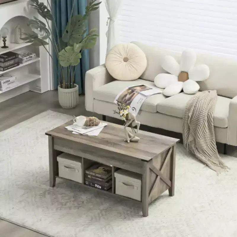 Table basse relevable extensible gris délavé