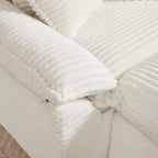 Pexfix 55 po. L Canapé moderne rembourré en velours côtelé une place avec oreillers et repose-pieds, chaise longue pour salon, chambre, appartement, bureau, blanc