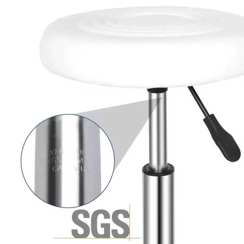 Tabouret de bar roulant en similicuir PU noir réglable en hauteur, chaise de travail pour salon
