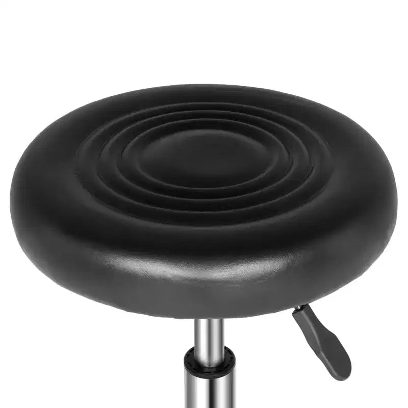 Tabouret de bar roulant en similicuir PU noir réglable en hauteur, chaise de travail pour salon