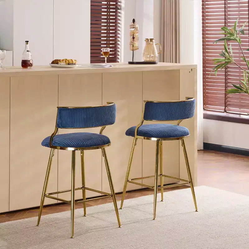 Tabouret de bar moderne Karl Home Cream, rembourrage épais, pieds en métal