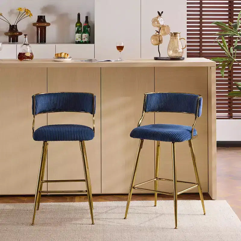 Tabouret de bar moderne Karl Home Cream, rembourrage épais, pieds en métal