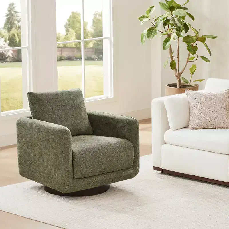 Fauteuil d'appoint pivotant moderne Spruce&Spring avec coussin de dossier amovible