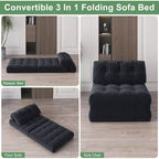 Canapé-lit pliable, canapé pliant au sol pour salon, fauteuil de couchage convertible avec oreiller matelas pliable soutien dorsal, beige