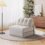 Folding Sofa Bed, Floor Folding Couch for Living Room, Convertible Sleeper Chair with Pillow Foldable Mattress Back Support, Beige