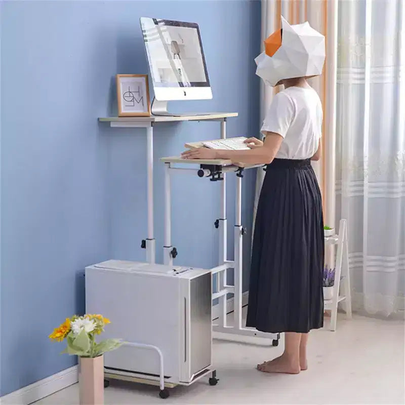 Petit bureau debout avec roulettes, bureau mobile, table debout portable sur roulettes pour tapis de marche, bureau d'ordinateur roulant à hauteur réglable