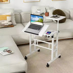 Petit bureau debout avec roulettes, bureau mobile, table debout portable sur roulettes pour tapis de marche, bureau d'ordinateur roulant à hauteur réglable