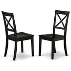 HomeStock Chaises de salle à manger à dossier croisé en bois massif, lot de 2