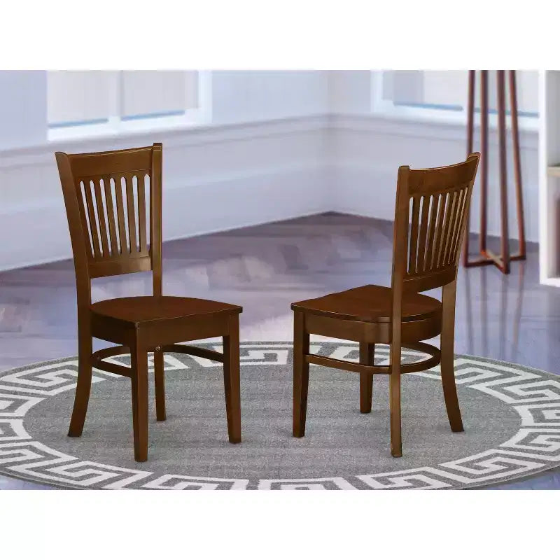 HomeStock Wooden Dining Chair 2-Piece Set- Wooden Seat and Slatted Back