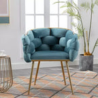 TROPOW Fauteuil d'appoint Moderne Confortable Velours Rembourré Fauteuil Tonneau Pieds en Métal Doublure Douce Canapé Simple Fauteuil de Maquillage