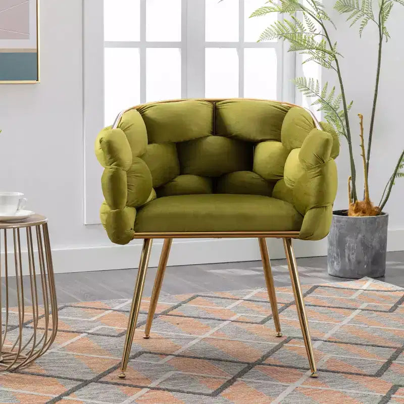 TROPOW Fauteuil d'appoint Moderne Confortable Velours Rembourré Fauteuil Tonneau Pieds en Métal Doublure Douce Canapé Simple Fauteuil de Maquillage