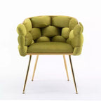 TROPOW Fauteuil d'appoint Moderne Confortable Velours Rembourré Fauteuil Tonneau Pieds en Métal Doublure Douce Canapé Simple Fauteuil de Maquillage