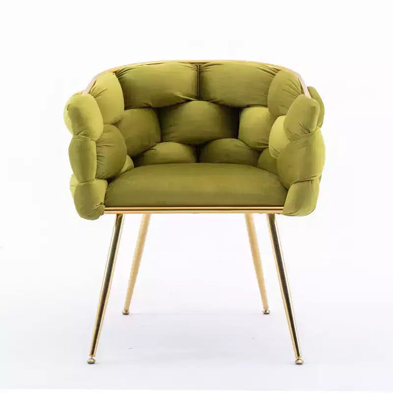 TROPOW Fauteuil d'appoint Moderne Confortable Velours Rembourré Fauteuil Tonneau Pieds en Métal Doublure Douce Canapé Simple Fauteuil de Maquillage