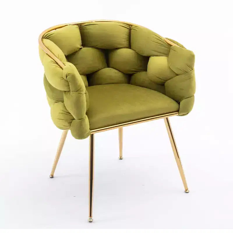 TROPOW Fauteuil d'appoint Moderne Confortable Velours Rembourré Fauteuil Tonneau Pieds en Métal Doublure Douce Canapé Simple Fauteuil de Maquillage