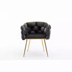 TROPOW Fauteuil d'appoint Moderne Confortable Velours Rembourré Fauteuil Tonneau Pieds en Métal Doublure Douce Canapé Simple Fauteuil de Maquillage