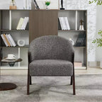 Fauteuil d'appoint moderne du milieu du siècle avec revêtement en tissu bouclette, fauteuil de salon bas pour le salon, la chambre à coucher, chaise de lecture confortable avec cadre en bois