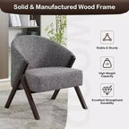 Fauteuil d'appoint moderne du milieu du siècle avec revêtement en tissu bouclette, fauteuil de salon bas pour le salon, la chambre à coucher, chaise de lecture confortable avec cadre en bois