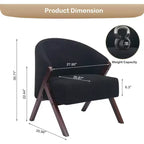 Fauteuil d'appoint moderne du milieu du siècle avec revêtement en tissu bouclette, fauteuil de salon bas pour le salon, la chambre à coucher, chaise de lecture confortable avec cadre en bois