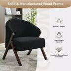 Fauteuil d'appoint moderne du milieu du siècle avec revêtement en tissu bouclette, fauteuil de salon bas pour le salon, la chambre à coucher, chaise de lecture confortable avec cadre en bois