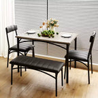 Ensemble de salle à manger 4 pièces avec table, banc et 2 chaises, dinette moderne peu encombrante