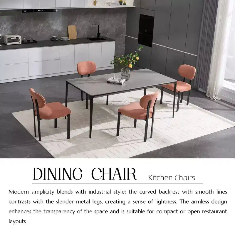 PexFix Lot de 2 chaises de salle à manger modernes Rembourrées Boucle Pieds en métal noir Orange Style Mid-Century pour cuisine ou d'appoint