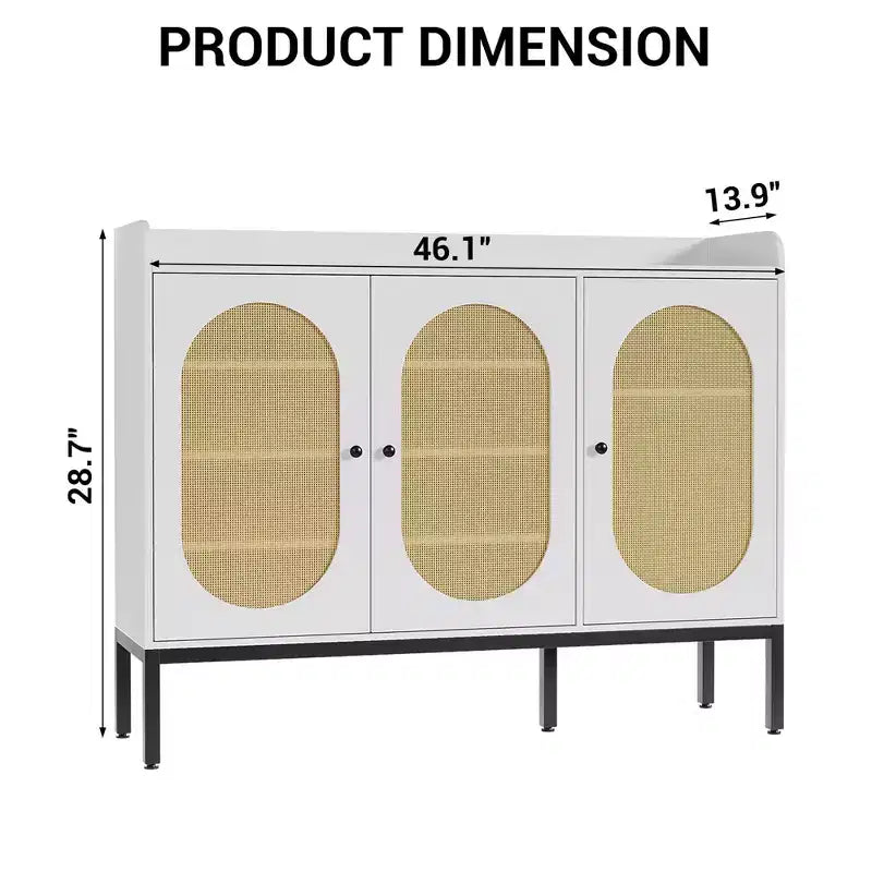 Meuble à chaussures Coolmee avec 3 portes en rotin, organisateur de rangement à chaussures autoportant à 7 niveaux avec étagères réglables pour entrée, couloir, salon