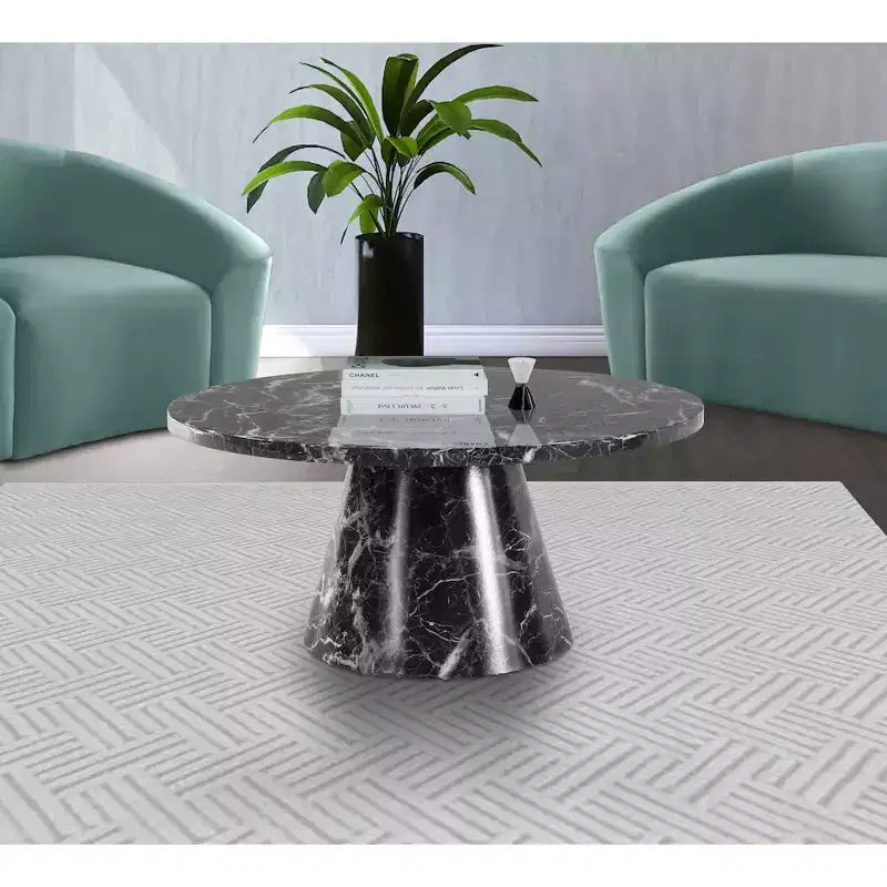 Meridian Furniture, Table basse Omni en similicuir marbre noir