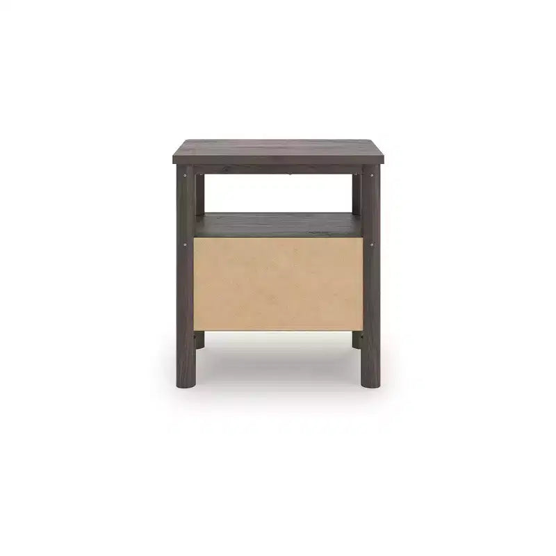 Table de chevet à un tiroir Ashly Cadmori de Signature Design - Fini noyer brun riche, recharge USB-A et USB-C, éclairage d'ambiance, accents cannelés