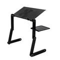 360-Degree Rotation Multifunctional Portable Folding Table with Fan & Mouse Black
