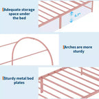 Cadre de lit à baldaquin avec tête de lit capitonnée, lit plateforme décoratif à arche supérieure, espace de rangement sous le lit, aucun sommier tapissier requis