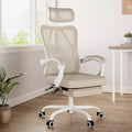 MAYEERTY Ergonomic Mesh Office Chair - With Headrest, Lumbar Support & Footrest for Home Office & Study (Khaki)