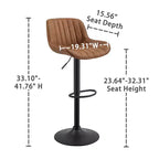 Lot de 4 tabourets de bar Art Leon en similicuir, pivotants et réglables en hauteur