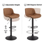Lot de 4 tabourets de bar Art Leon en similicuir, pivotants et réglables en hauteur