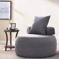 GustoWave Oversized Round Accent Chair, Modern Upholstered Sofa with Pillows, Cozy Leisure Chair for Living Room, Chenille Fabric, Light Gray
