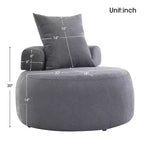 Fauteuil d'appoint rond surdimensionné GustoWave, canapé moderne rembourré avec oreillers, fauteuil de loisirs confortable pour salon, tissu chenille, gris clair