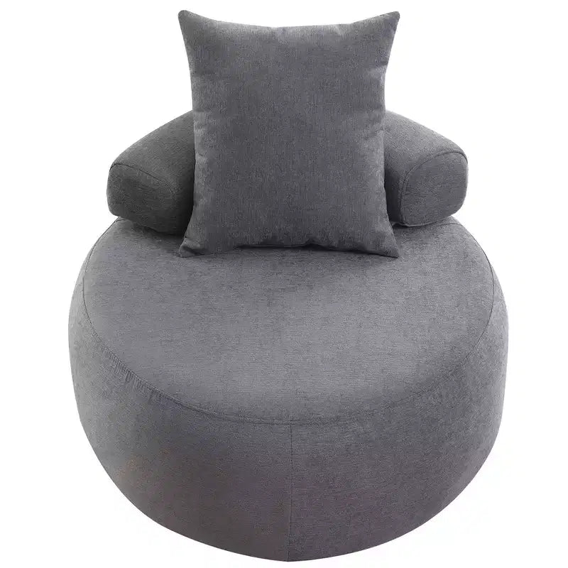 Fauteuil d'appoint rond surdimensionné GustoWave, canapé moderne rembourré avec oreillers, fauteuil de loisirs confortable pour salon, tissu chenille, gris clair