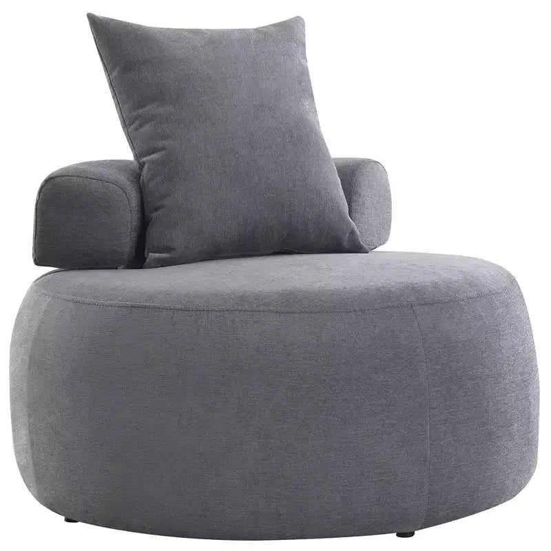 Fauteuil d'appoint rond surdimensionné GustoWave, canapé moderne rembourré avec oreillers, fauteuil de loisirs confortable pour salon, tissu chenille, gris clair